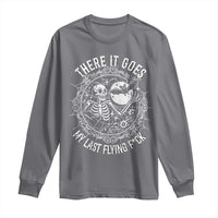 There It Goes My Last Flying F*ck Long Sleeve Shirt Funny Skeleton Quote - Wonder Print Shop