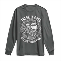 There It Goes My Last Flying F*ck Long Sleeve Shirt Funny Skeleton Quote - Wonder Print Shop