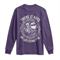 There It Goes My Last Flying F*ck Long Sleeve Shirt Funny Skeleton Quote - Wonder Print Shop