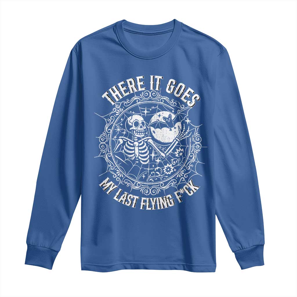 There It Goes My Last Flying F*ck Long Sleeve Shirt Funny Skeleton Quote - Wonder Print Shop