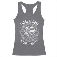 There It Goes My Last Flying F*ck Racerback Tank Top Funny Skeleton Quote - Wonder Print Shop