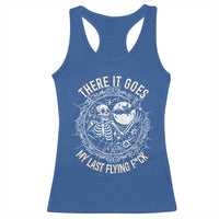 There It Goes My Last Flying F*ck Racerback Tank Top Funny Skeleton Quote - Wonder Print Shop