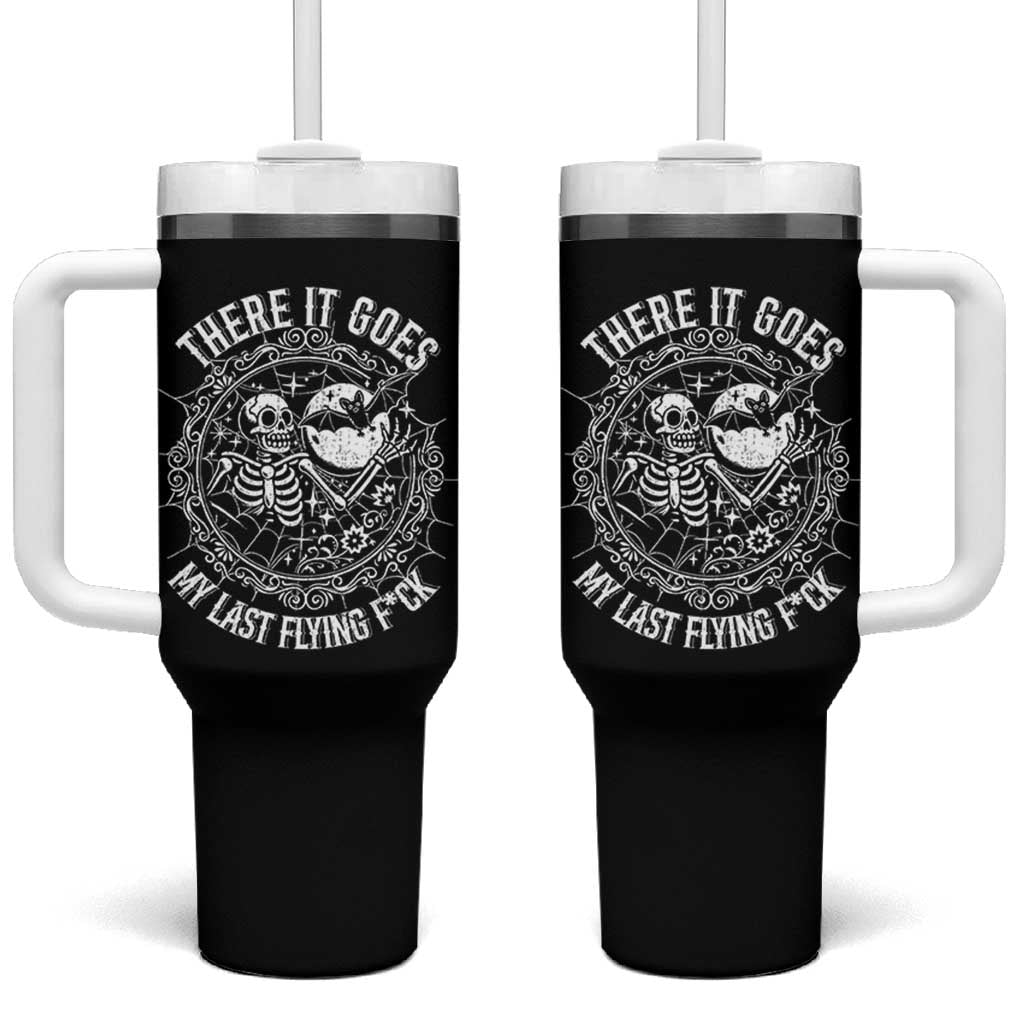 There It Goes My Last Flying F*ck Tumbler With Handle Funny Skeleton Quote