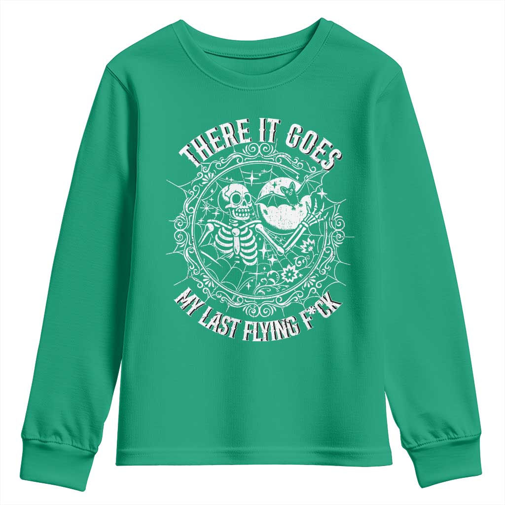 There It Goes My Last Flying F*ck Youth Sweatshirt Funny Skeleton Quote - Wonder Print Shop