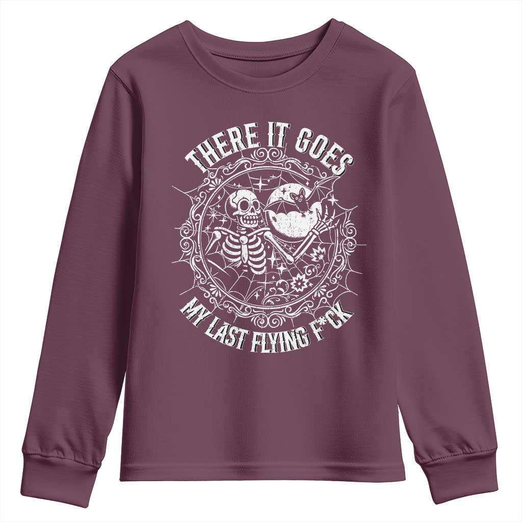 There It Goes My Last Flying F*ck Youth Sweatshirt Funny Skeleton Quote - Wonder Print Shop