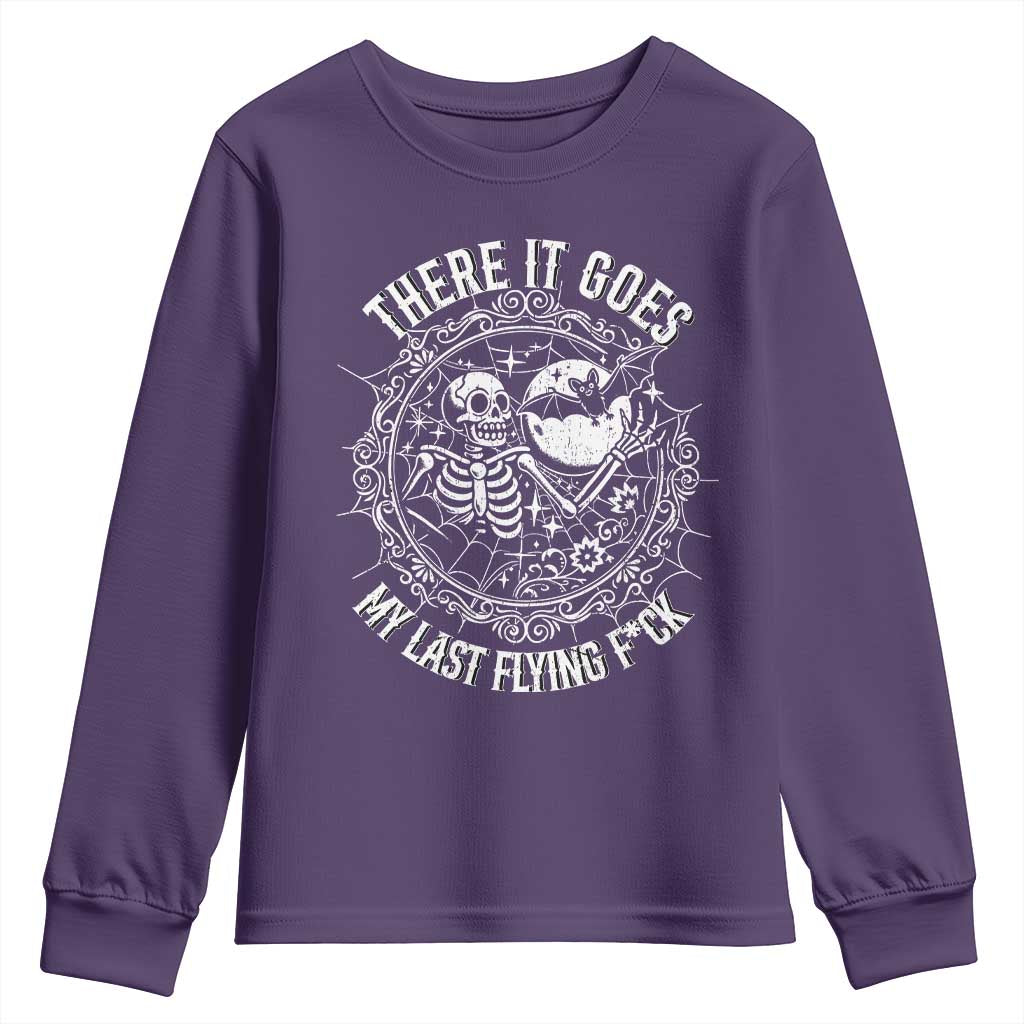 There It Goes My Last Flying F*ck Youth Sweatshirt Funny Skeleton Quote - Wonder Print Shop