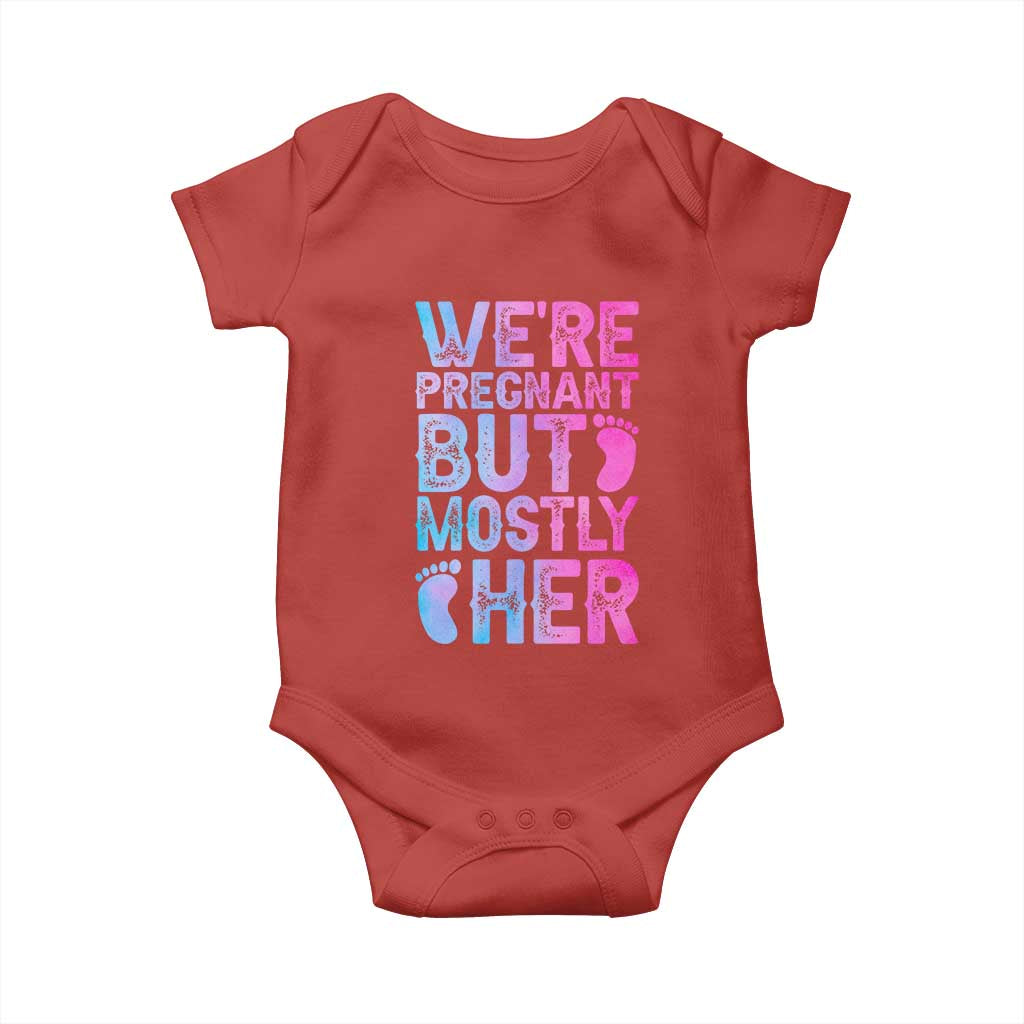 Funny First Time Parents Gift Baby Onesie We Are Pregnant But Mostly Her