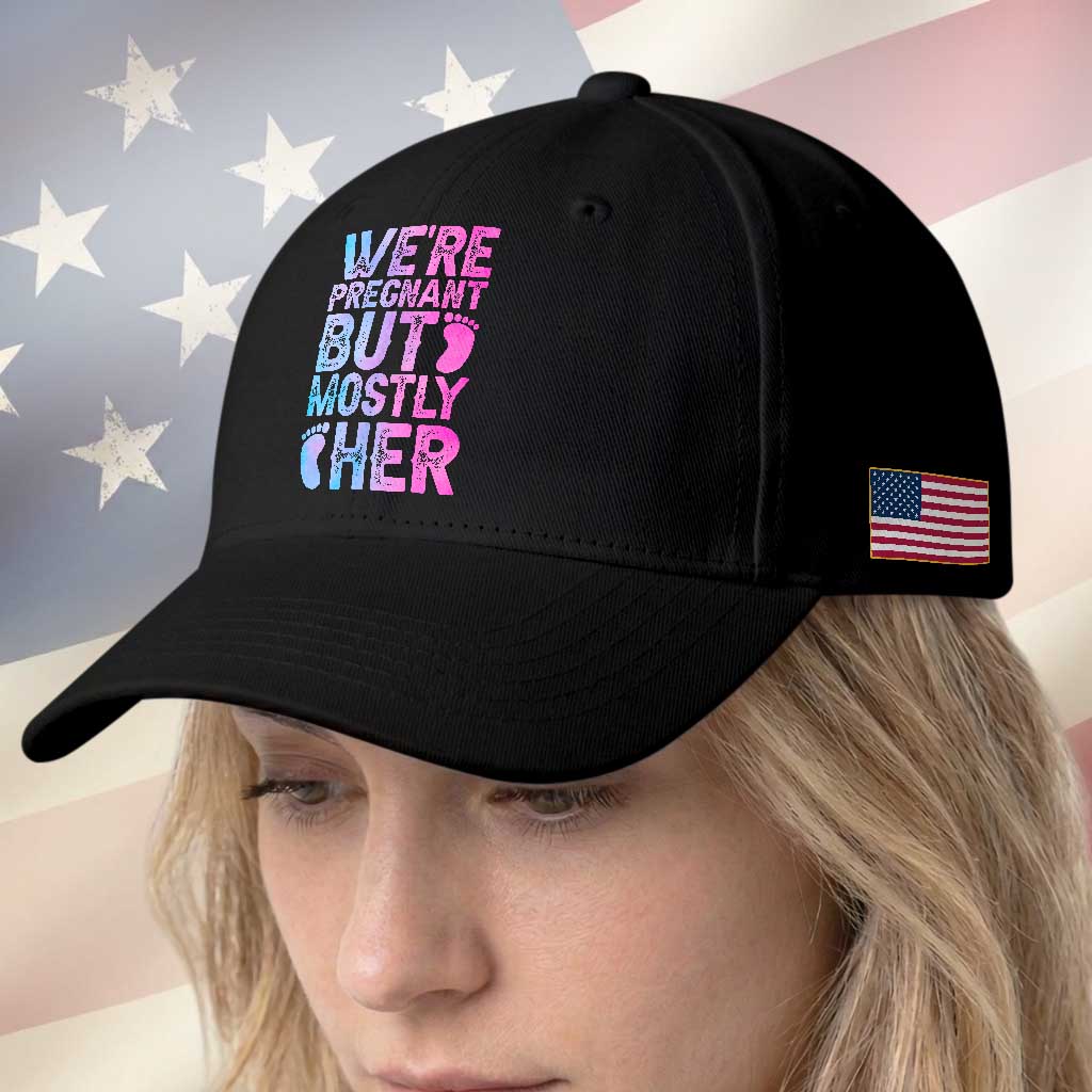 Funny First Time Parents Gift Baseball Cap We Are Pregnant But Mostly Her