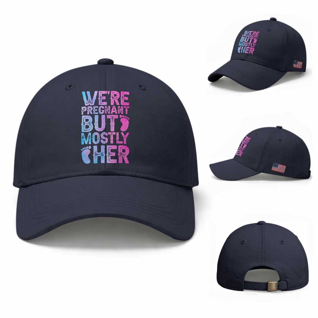 Funny First Time Parents Gift Baseball Cap We Are Pregnant But Mostly Her