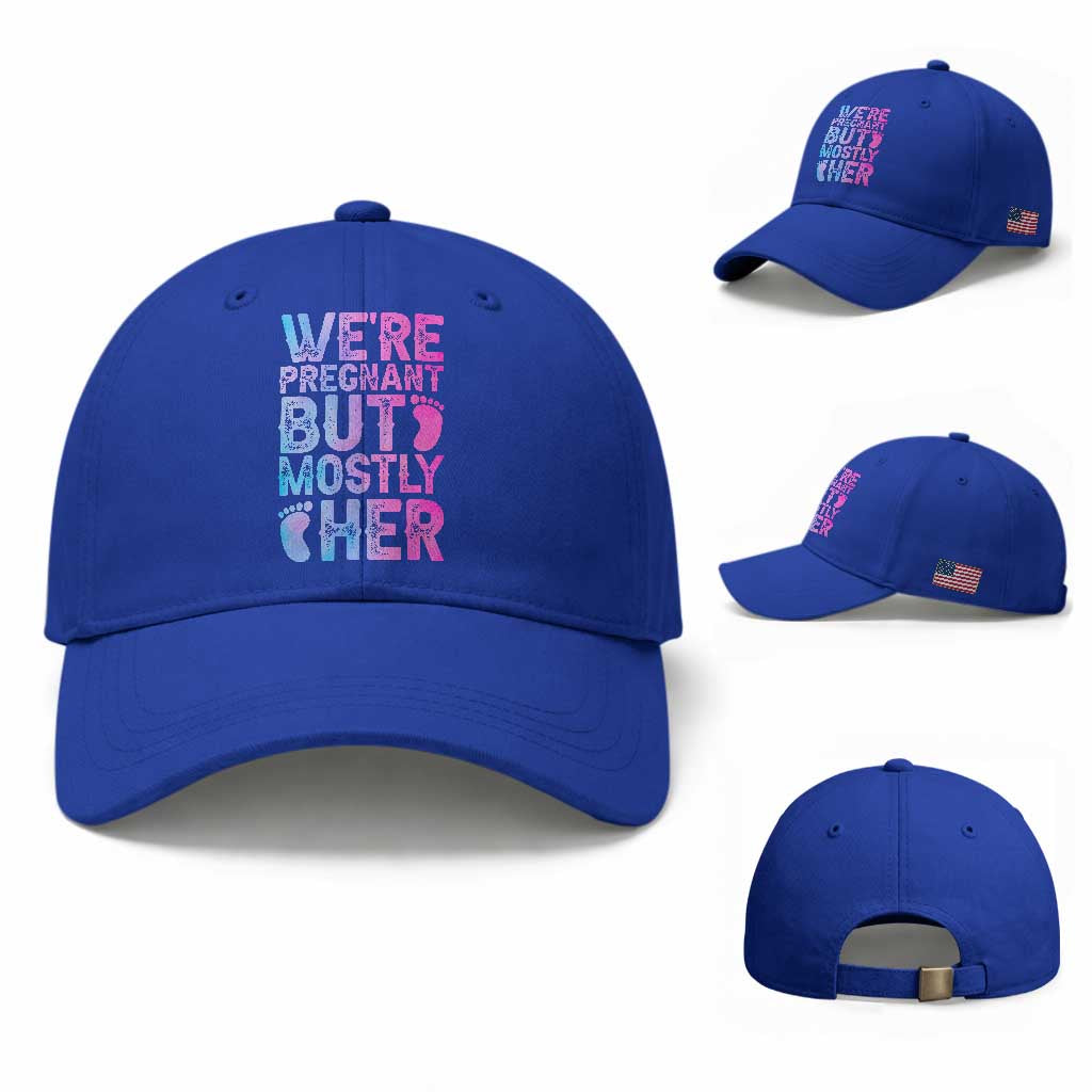 Funny First Time Parents Gift Baseball Cap We Are Pregnant But Mostly Her