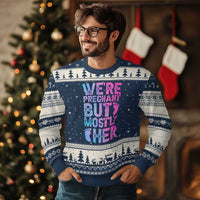 Funny First Time Parents Gift Ugly Christmas Sweater We Are Pregnant But Mostly Her
