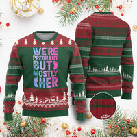 Funny First Time Parents Gift Ugly Christmas Sweater We Are Pregnant But Mostly Her