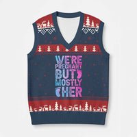 Funny First Time Parents Gift V-Neck Knit Sweater Vest We Are Pregnant But Mostly Her