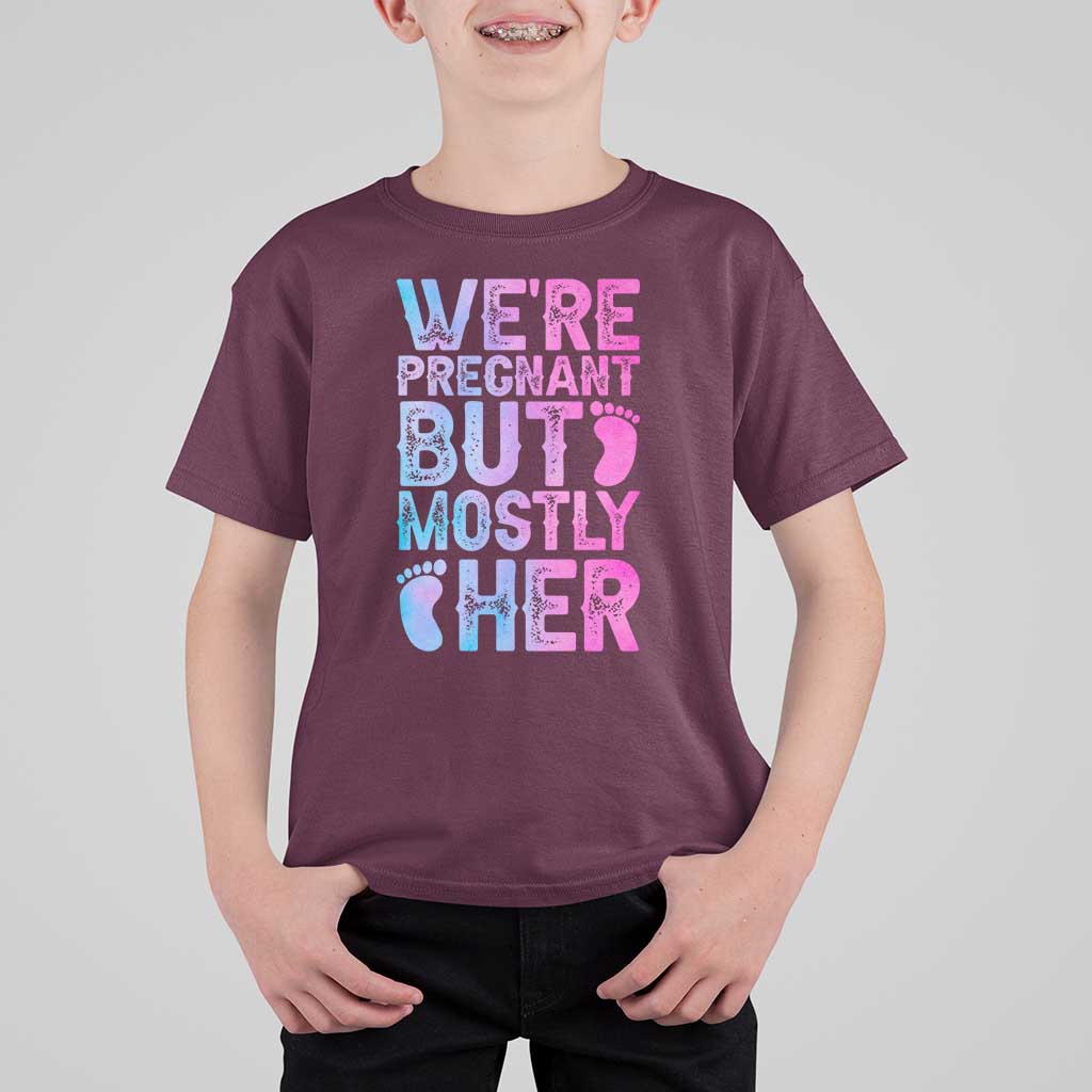 Funny First Time Parents Gift T Shirt For Kid We Are Pregnant But Mostly Her