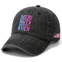 Funny First Time Parents Gift Washed Cotton Baseball Cap We Are Pregnant But Mostly Her