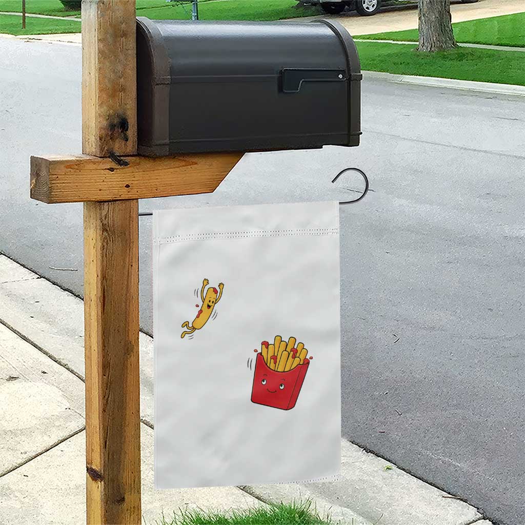 Funny French Fry Jumping Into Fries Box Garden Flag Fast Food Lover