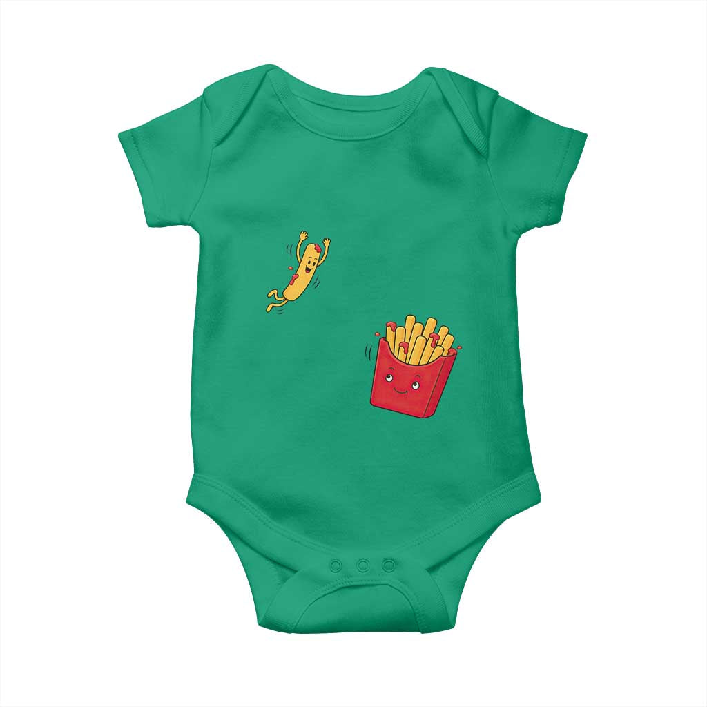 Funny French Fry Jumping Into Fries Box Baby Onesie Fast Food Lover