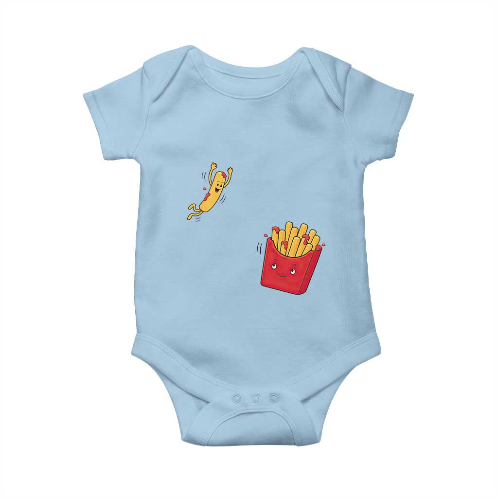 Funny French Fry Jumping Into Fries Box Baby Onesie Fast Food Lover