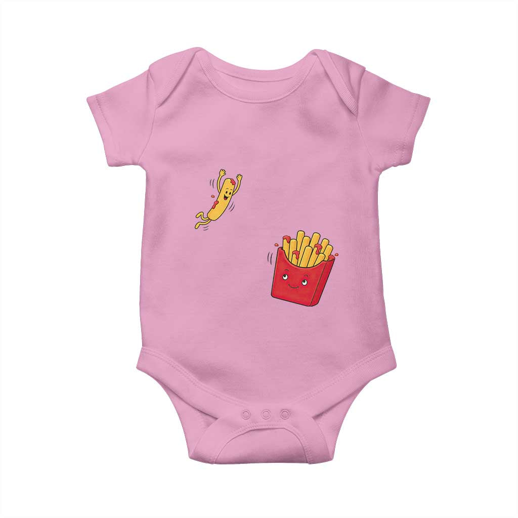Funny French Fry Jumping Into Fries Box Baby Onesie Fast Food Lover