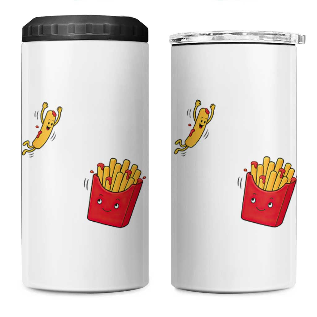Funny French Fry Jumping Into Fries Box 4 in 1 Can Cooler Tumbler Fast Food Lover