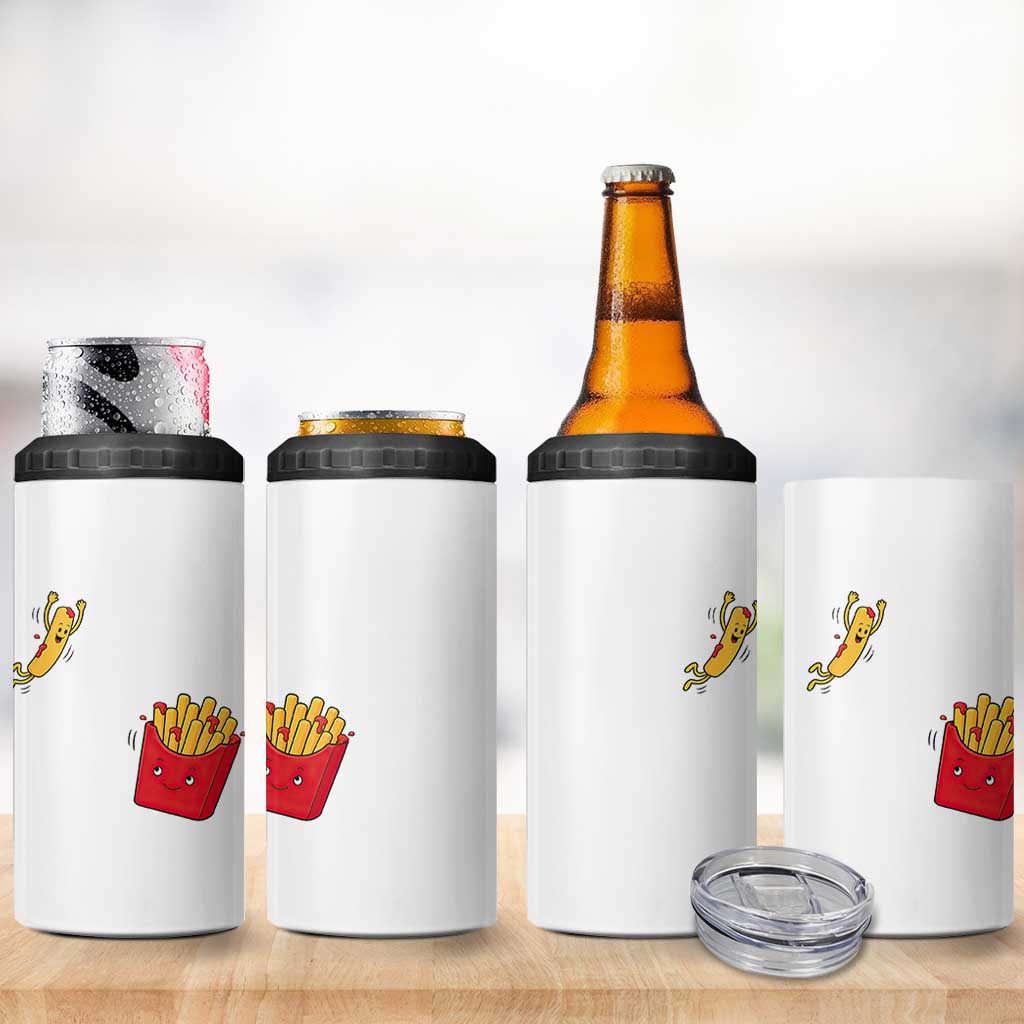 Funny French Fry Jumping Into Fries Box 4 in 1 Can Cooler Tumbler Fast Food Lover