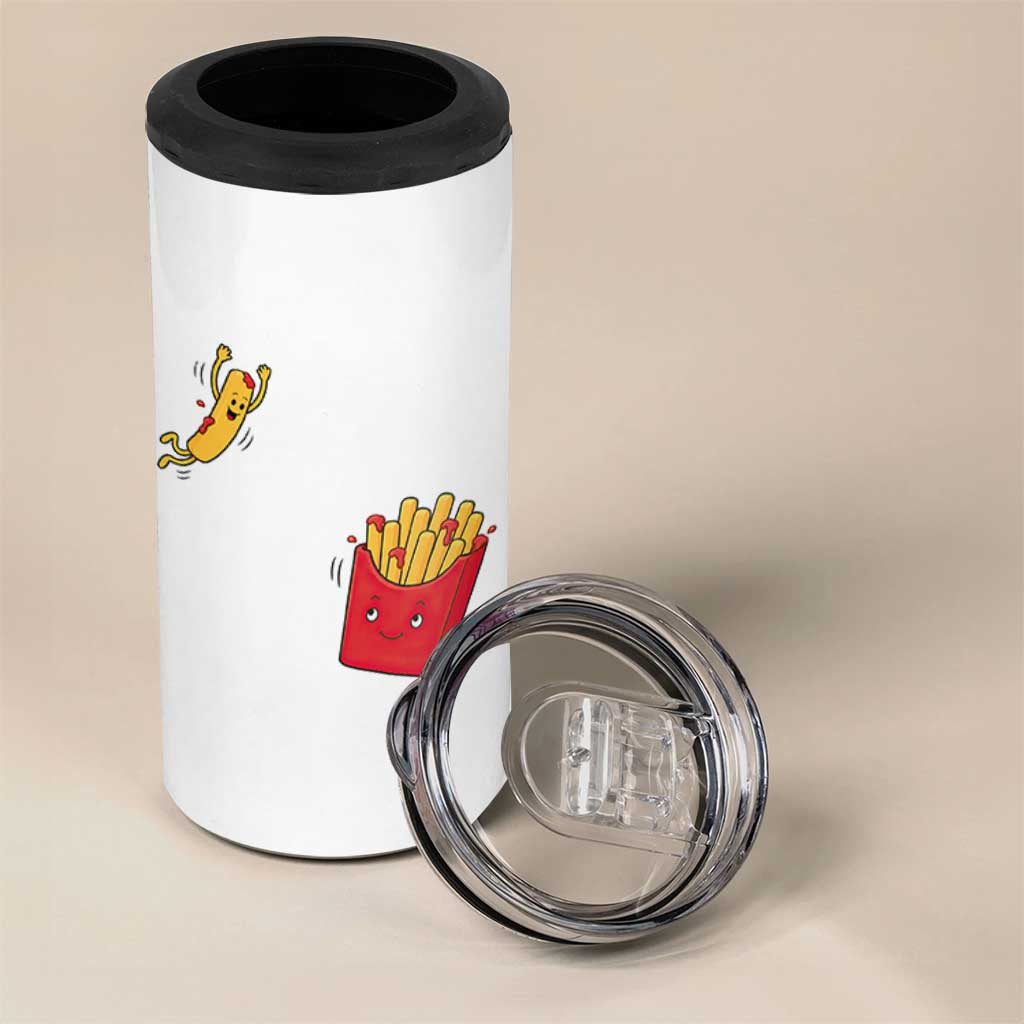 Funny French Fry Jumping Into Fries Box 4 in 1 Can Cooler Tumbler Fast Food Lover