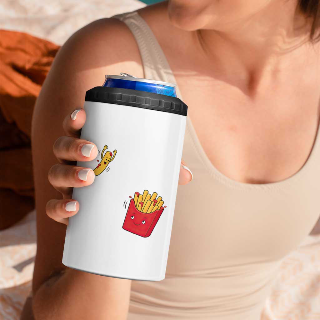 Funny French Fry Jumping Into Fries Box 4 in 1 Can Cooler Tumbler Fast Food Lover
