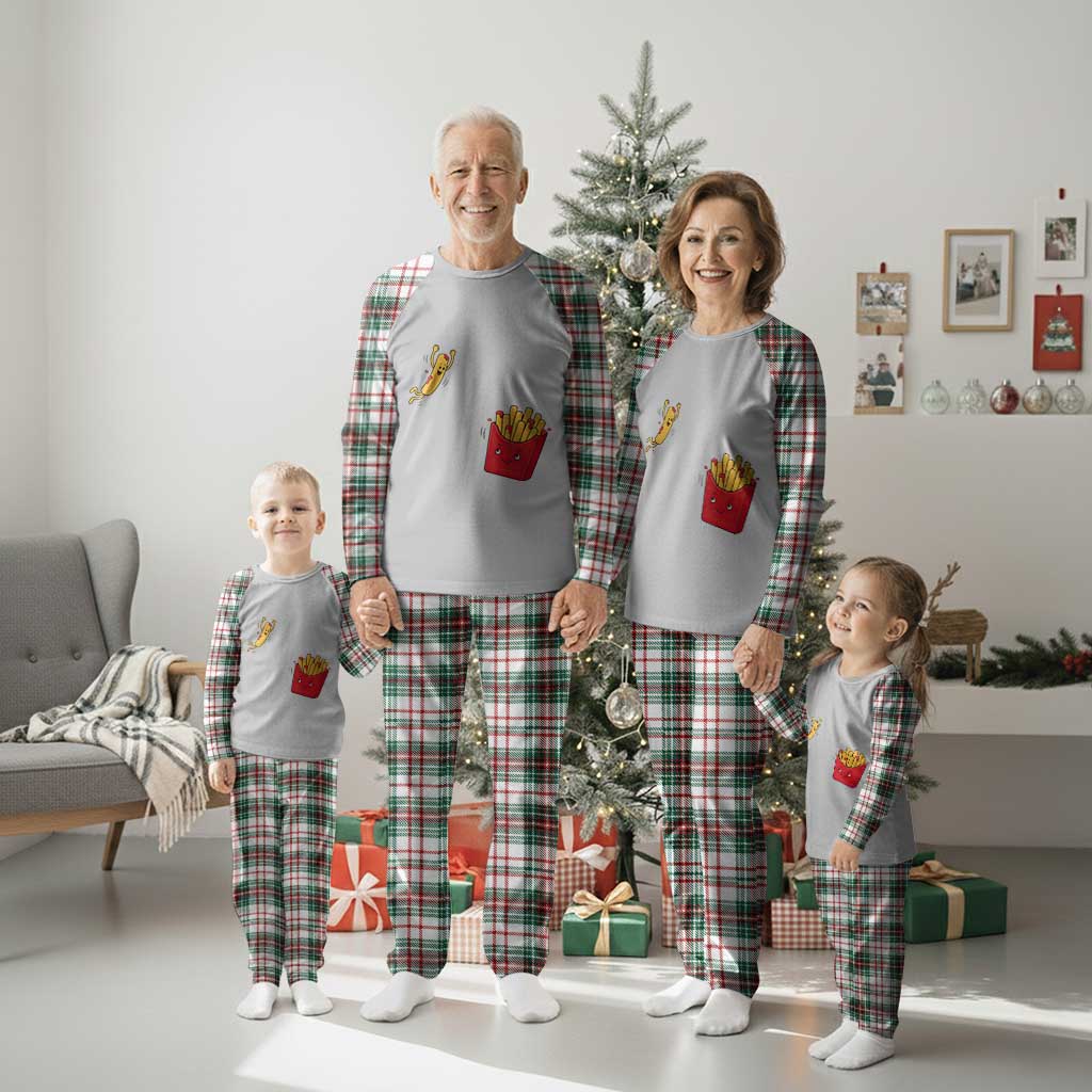 Funny French Fry Jumping Into Fries Box Plaid Pajama Set Fast Food Lover
