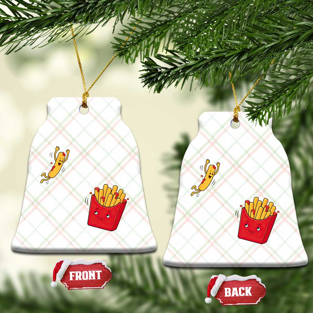 Funny French Fry Jumping Into Fries Box Ceramic Ornament Fast Food Lover