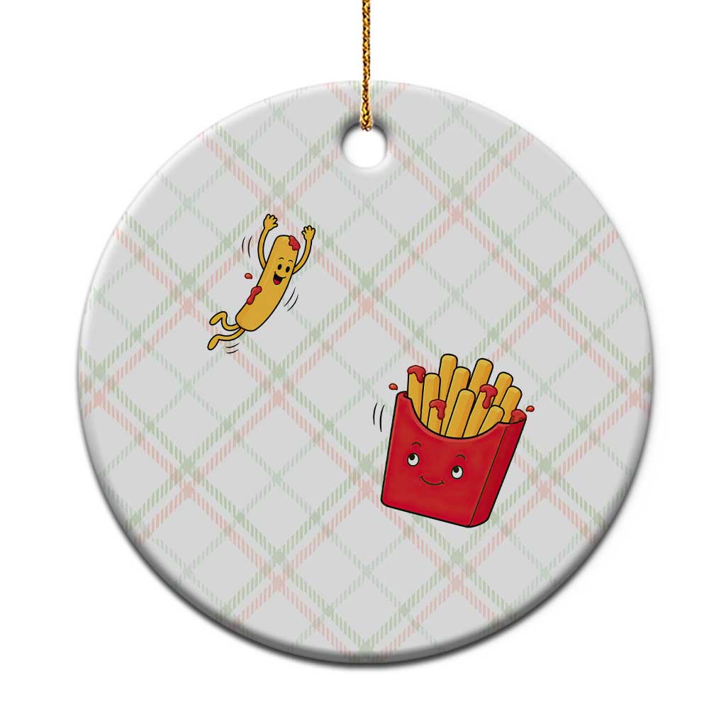 Funny French Fry Jumping Into Fries Box Ceramic Ornament Fast Food Lover