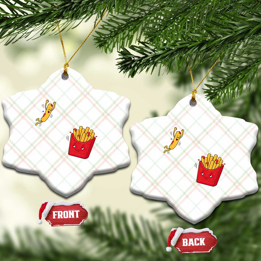 Funny French Fry Jumping Into Fries Box Ceramic Ornament Fast Food Lover