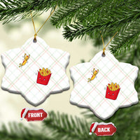 Funny French Fry Jumping Into Fries Box Ceramic Ornament Fast Food Lover
