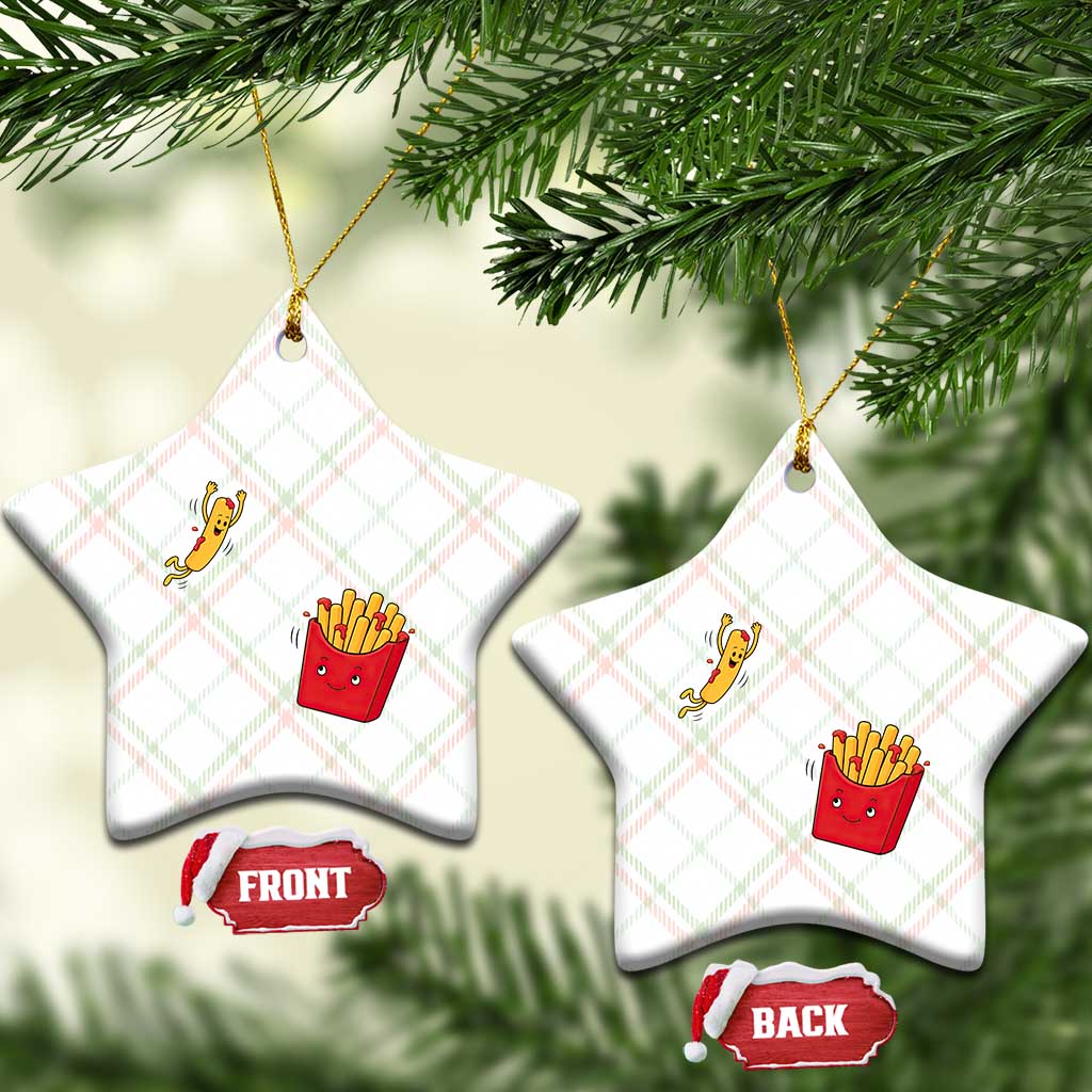 Funny French Fry Jumping Into Fries Box Ceramic Ornament Fast Food Lover