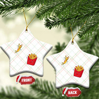 Funny French Fry Jumping Into Fries Box Ceramic Ornament Fast Food Lover