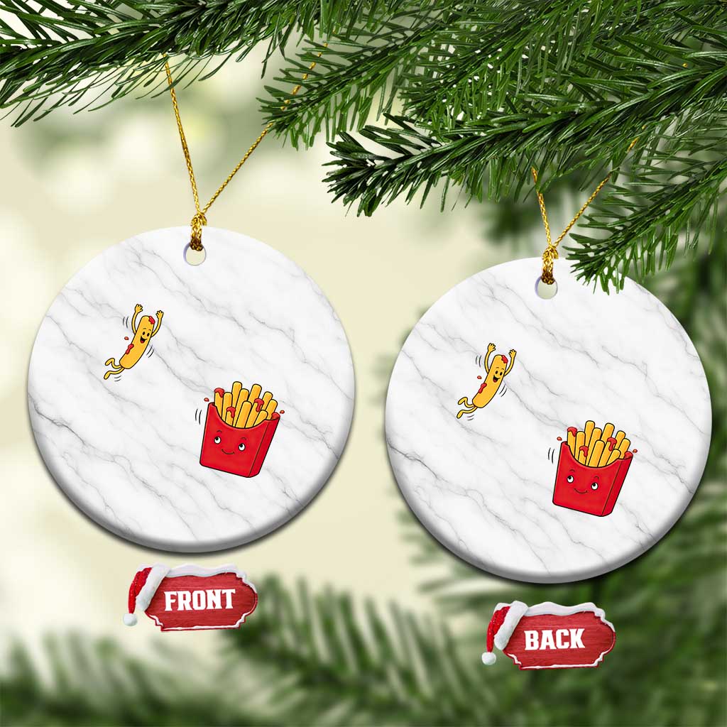 Funny French Fry Jumping Into Fries Box Ceramic Ornament Fast Food Lover