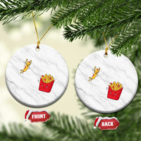 Funny French Fry Jumping Into Fries Box Ceramic Ornament Fast Food Lover