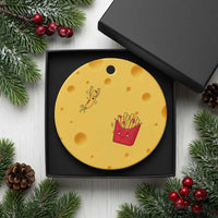 Funny French Fry Jumping Into Fries Box Ceramic Ornament Fast Food Lover