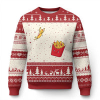Funny French Fry Jumping Into Fries Box Ugly Christmas Sweater Fast Food Lover