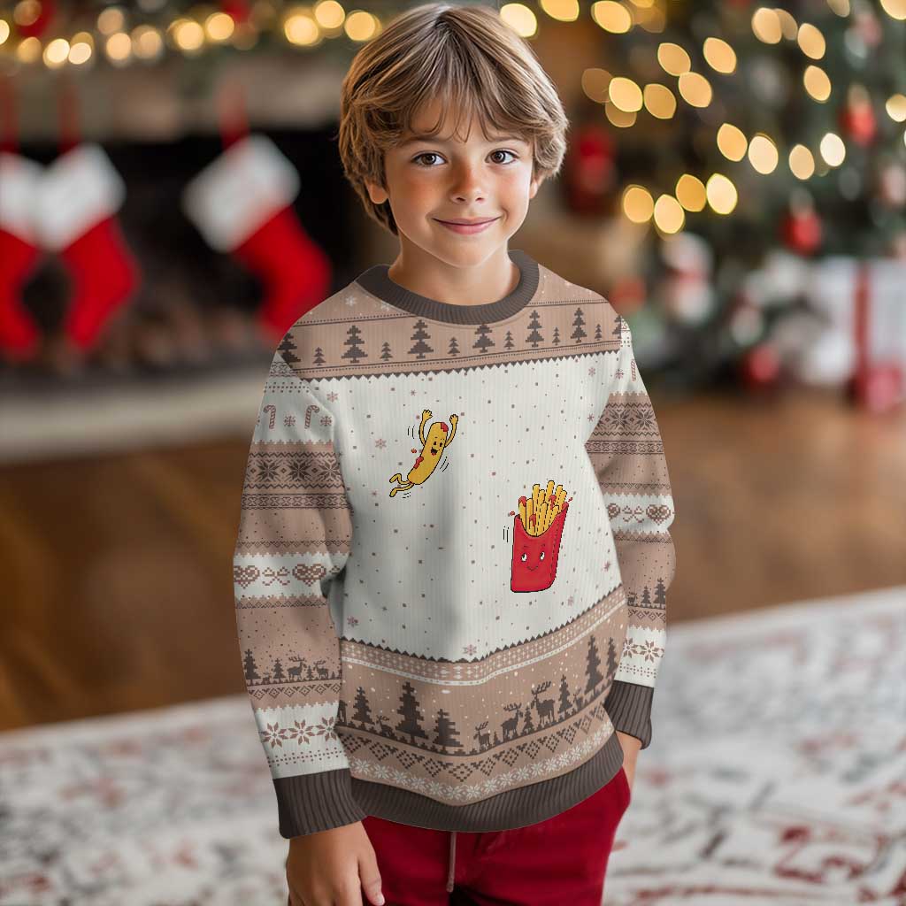Funny French Fry Jumping Into Fries Box Ugly Christmas Sweater Fast Food Lover
