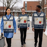 Funny French Fry Jumping Into Fries Box V-Neck Knit Sweater Vest Fast Food Lover