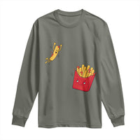 Funny French Fry Jumping Into Fries Box Long Sleeve Shirt Fast Food Lover
