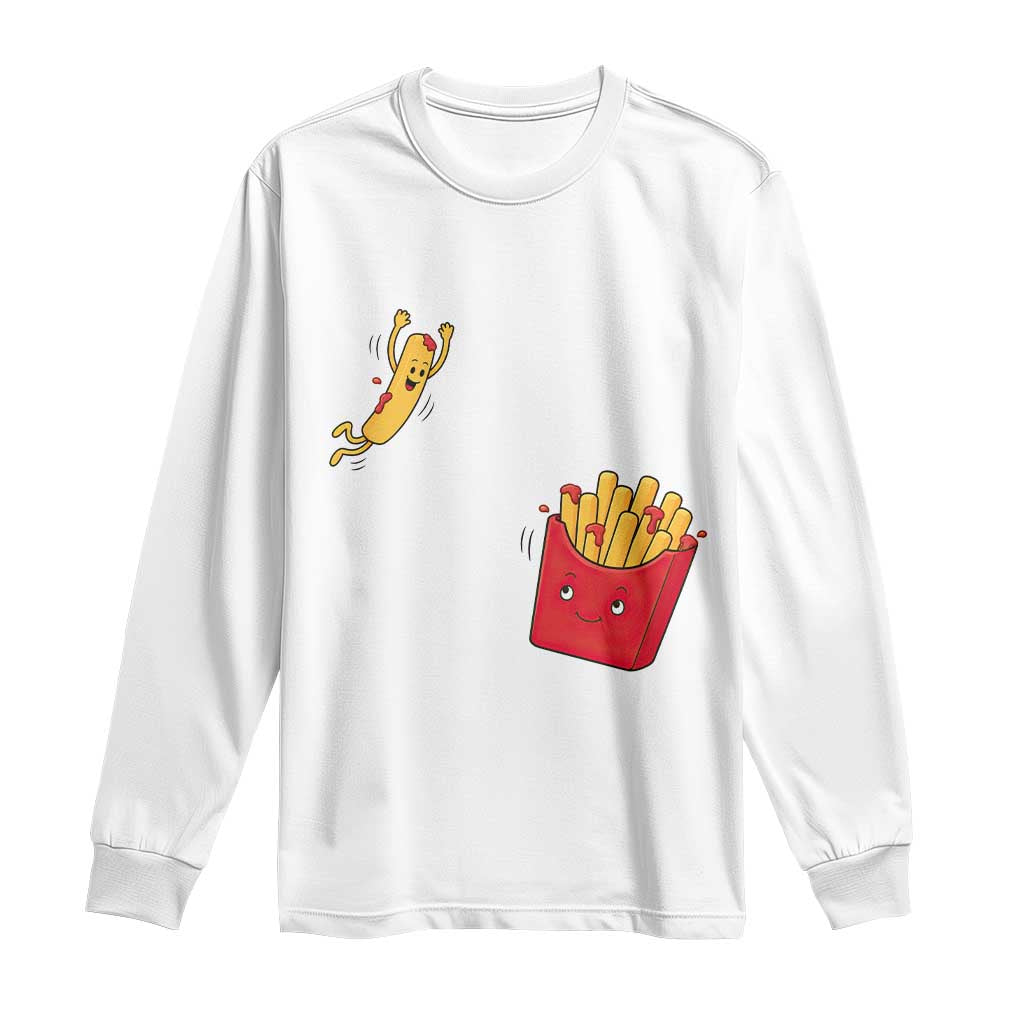 Funny French Fry Jumping Into Fries Box Long Sleeve Shirt Fast Food Lover