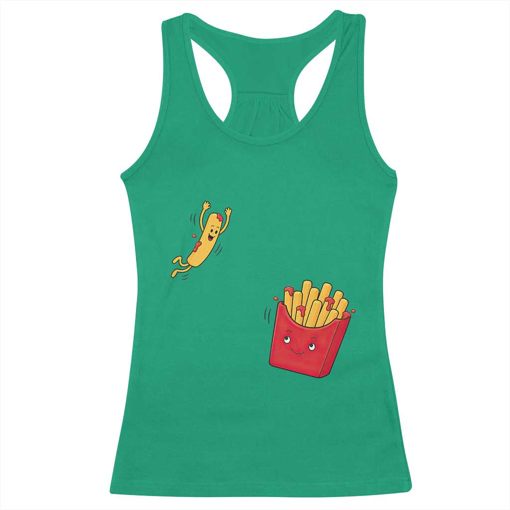 Funny French Fry Jumping Into Fries Box Racerback Tank Top Fast Food Lover