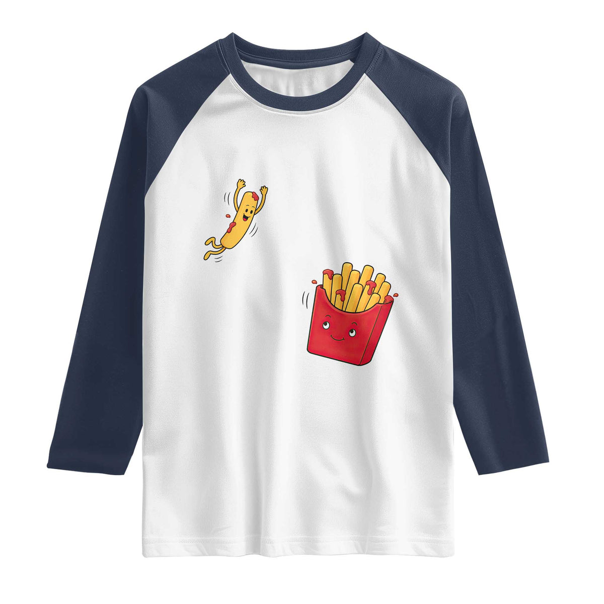 Funny French Fry Jumping Into Fries Box Raglan Shirt Fast Food Lover