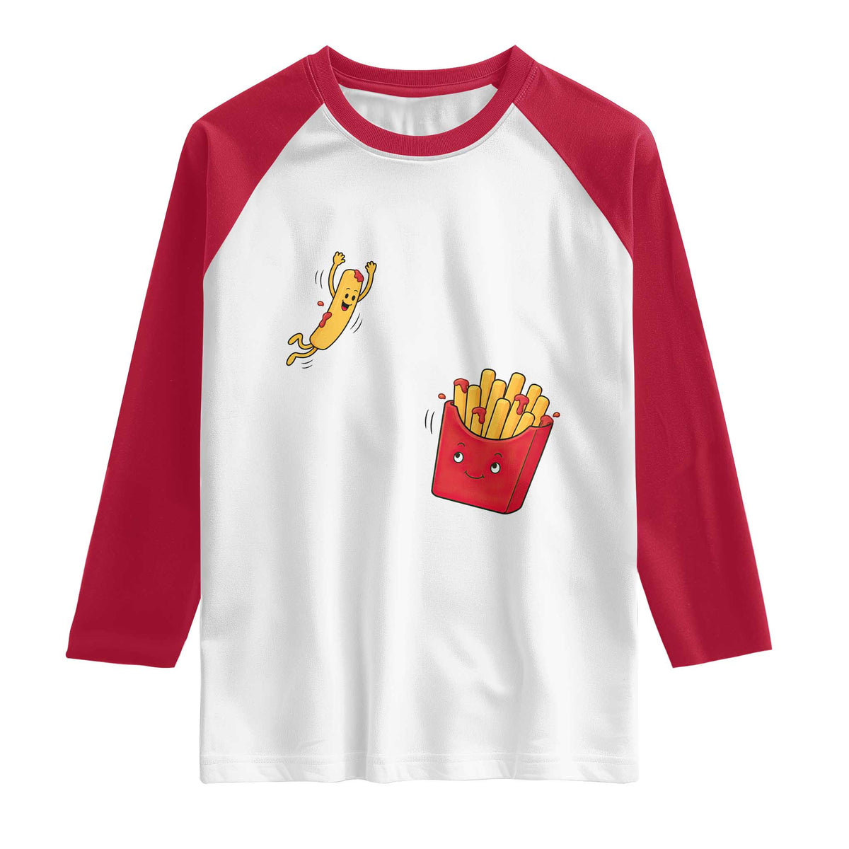 Funny French Fry Jumping Into Fries Box Raglan Shirt Fast Food Lover