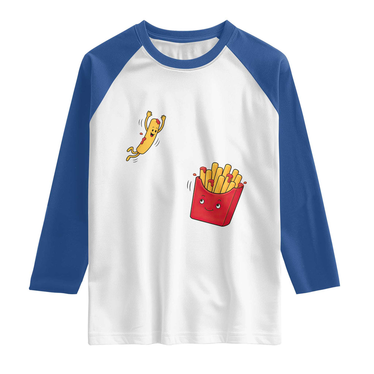 Funny French Fry Jumping Into Fries Box Raglan Shirt Fast Food Lover