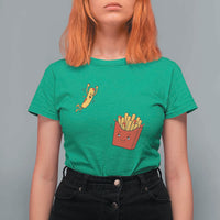Funny French Fry Jumping Into Fries Box T Shirt For Women Fast Food Lover