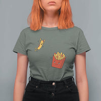 Funny French Fry Jumping Into Fries Box T Shirt For Women Fast Food Lover