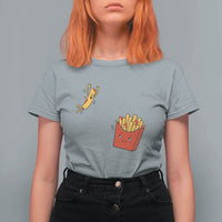 Funny French Fry Jumping Into Fries Box T Shirt For Women Fast Food Lover