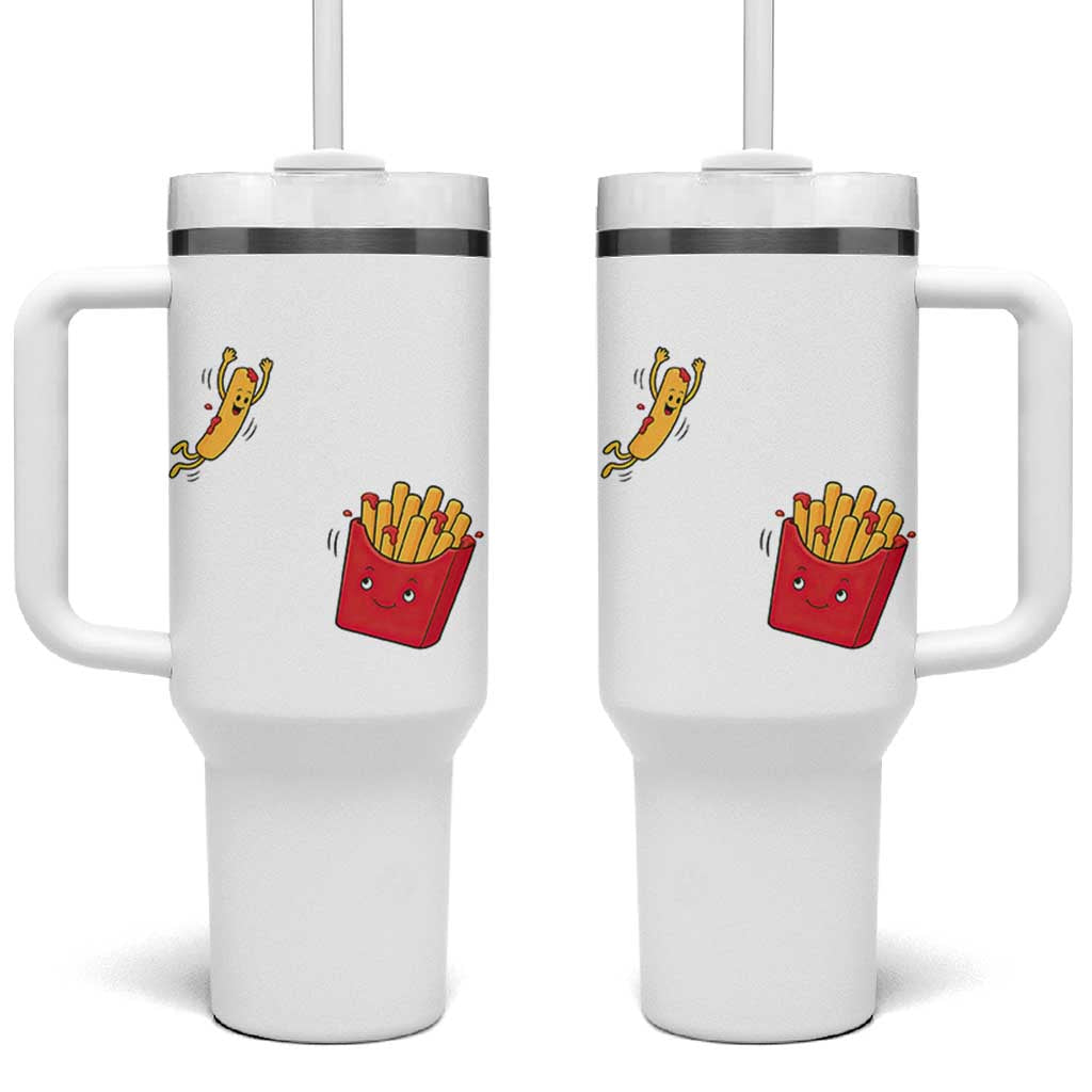 Funny French Fry Jumping Into Fries Box Tumbler With Handle Fast Food Lover